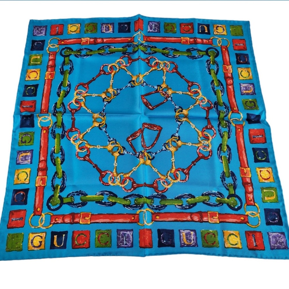 Gucci vintage horsebit silk scarf